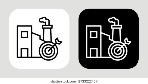 Icono de enfoque de la industria en estilo de línea blanca y negra