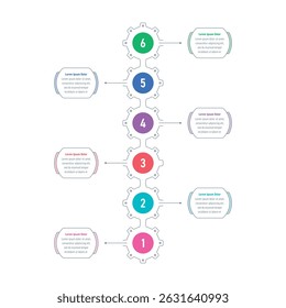 industry gear infographic template. six options geometric infographic template. infographic template for annual, industry, magazine, business