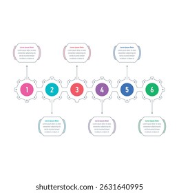 industry gear infographic template. six steps geometric infographic template. infographic template for annual, industry, magazine, business