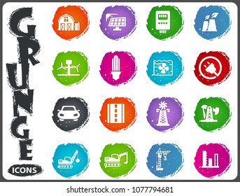 Industry grunge icons for user interface design