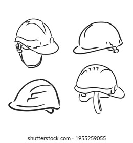 industry helmet vector and illustration, black and white, hand drawn, sketch style, isolated on white background.