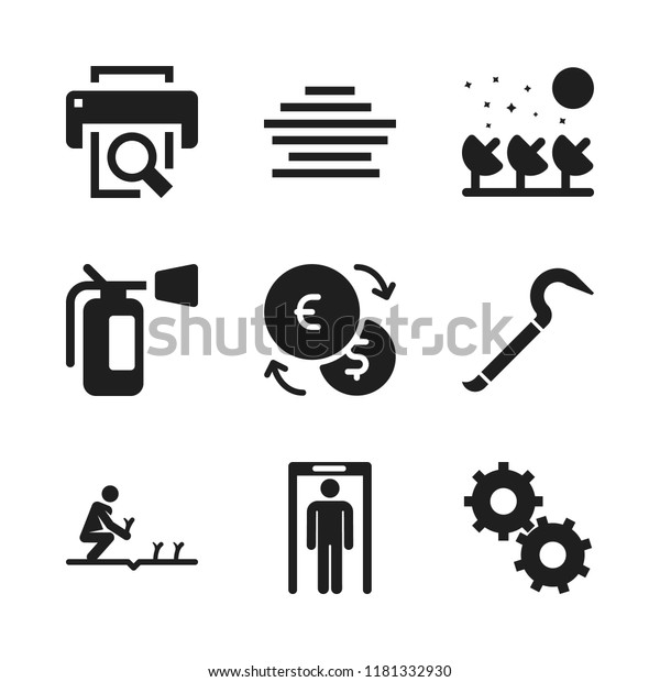 industry icon. 9 industry vector icons set.\
crowbar, satellite dish and exchange icons for web and design about\
industry theme