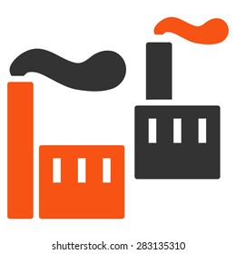 Industry icon from Business Bicolor Set. Vector style: bicolor flat symbol, orange and gray colors, rounded angles, white background.