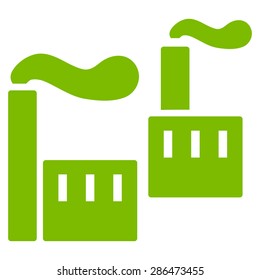 Industry icon from Business Bicolor Set. Vector style: flat symbol, eco green color, rounded angles, white background.
