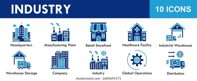 Industry icon collection set. Containing design technology, industrial, business, equipment, factory