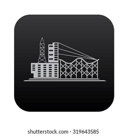 Industry icon design on black button background,vector