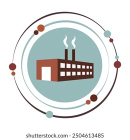 industry icon design, vector illustration flat design of an industrial factory or manufacturing plant