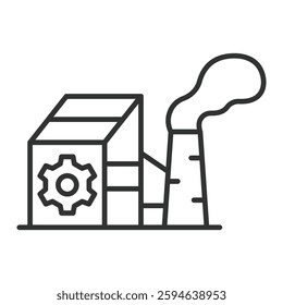 Industry, icon in line design. Industry, manufacturing, factory, production, engineering, machinery, automation on white background vector. Industry, editable stroke icon