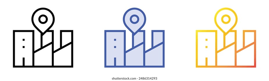 icono de la industria. Diseño de estilo de relleno lineal, azul y degradado aislado sobre fondo blanco