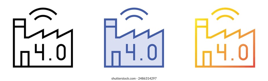 industry icon. Linear, Blue Fill and Gradient Style Design Isolated On White Background