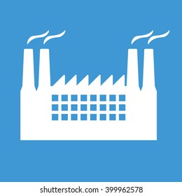 Industry icon on blue background.
