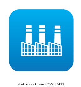 Industry icon on blue button, clean vector