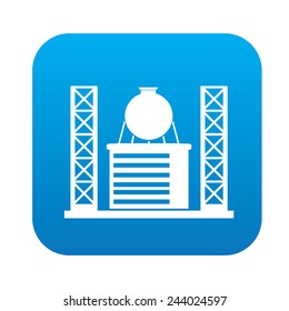 Industry icon on blue button, clean vector