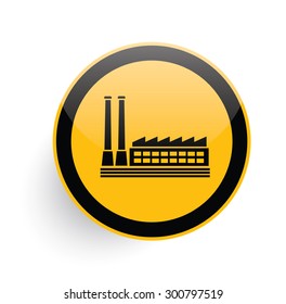 Industry icon on yellow button background,clean vector