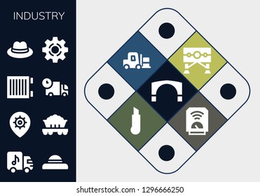  industry icon set. 13 filled industry icons. Simple modern icons about  - Stari most, Truck, Hat, Settings, Wagon, Heater, Setting, Guillotine, Forklift, Cutter