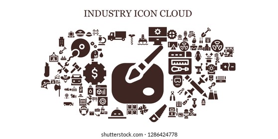  industry icon set. 93 filled industry icons. Simple modern icons about  - Paint, Screw, Hat, Delivery truck, Oil pump, Settings, Windmill, Saw, Warehouse, Helmet, Painting, Barrier