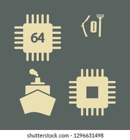 industry icon set with blade, cpu and ship vector illustration