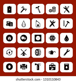 industry icon set with cpu, parcel box and hydraulic energy vector illustration