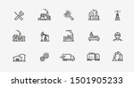 Industry icon set. Factory, manufacturing symbol. Vector illustration