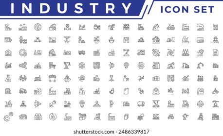 Industry icon set. Factory, manufacturing symbol. Vector illustration