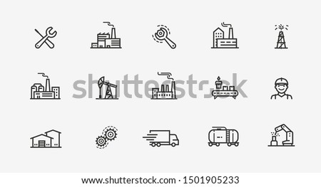 Industry icon set. Factory, manufacturing symbol. Vector illustration Stockfoto © 
