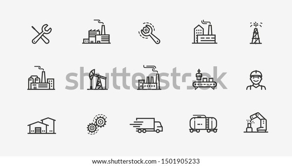 Industry icon set. Factory, manufacturing\
symbol. Vector\
illustration