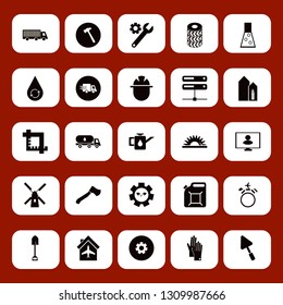 industry icon set with plane hangar, hammer and gloves vector illustration