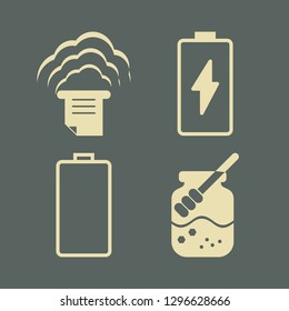 industry icon set with printer, battery and can of juice vector illustration