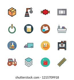 industry icon set. vector set about quality, tractor, cargo ship and industrial robot icons set.