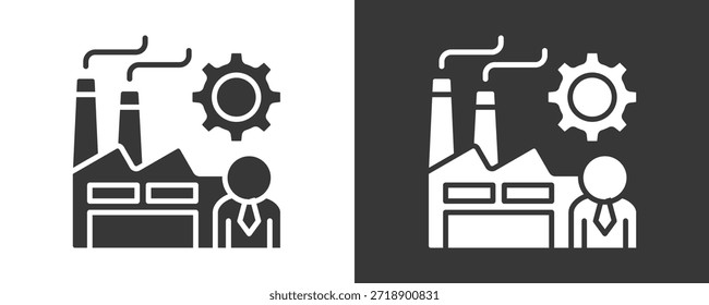 Conjunto De Ícones Da Indústria Coleção De Vetores Isolados Em Preto E Branco