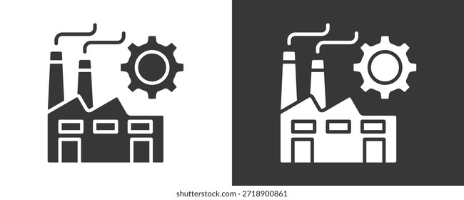 Conjunto De Iconos De La Industria Colección De Vector Aislado En Blanco Y Negro