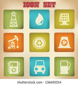 Industry icon set,vintage style,vector