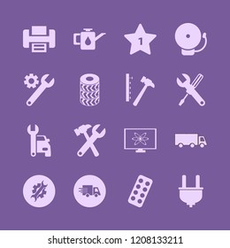 industry icon. industry vector icons set hammer nails, truck, school bell and car oil