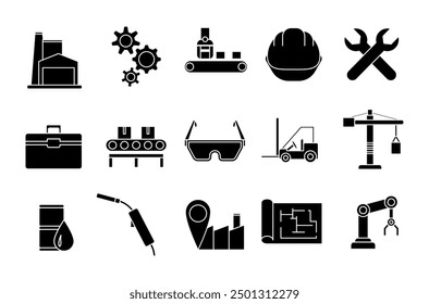Industry icon vector set illustration filled