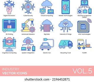 Industry Icons, Advanced Robotics, Aerospace, Agriculture, Air Pollution, Artificial Intelligence, Automation, Automotive, Big Data, Blueprint, Cloud Computing