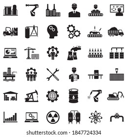 Industry Icons. Black Flat Design. Vector Illustration.