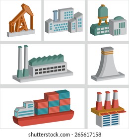 Industry icons design,three dimension,clean vector