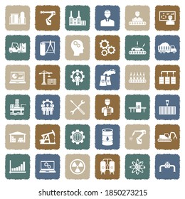 Industry Icons. Grunge Color Flat Design. Vector Illustration.