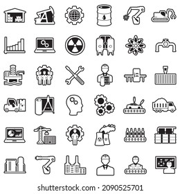 Industry Icons. Line With Fill Design. Vector Illustration.