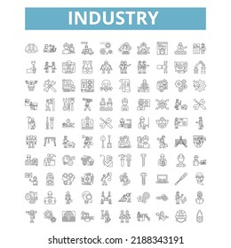 Industry icons, line symbols, web signs, vector set, isolated illustration