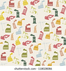 industry icons over beige background, vintage. vector illustration