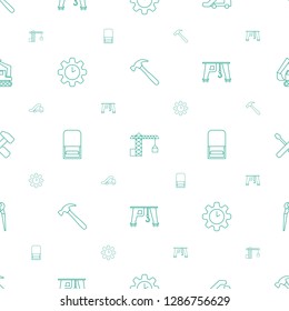 industry icons pattern seamless white background. Included editable line hummer, construction crane, truck crane, clock in gear, office supply icons. industry icons for web and mobile.