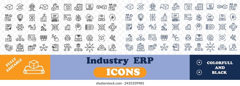 Industry icons Pixel perfect. Data, finance, computer.