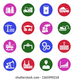 Industry Icons. Set 2. White Flat Design In Circle. Vector Illustration. 