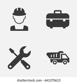 Industry Icons Set. Collection Of Engineer, Service, Truck And Other Elements. Also Includes Symbols Such As Toolbox, Tools, Repair.