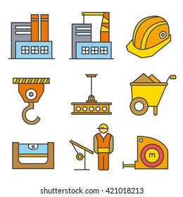 industry icons set, construction icons