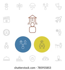 Industry icons set with electronic, scientist and hotel service elements. Set of industry icons and construction concept. Editable vector elements for logo app UI design.