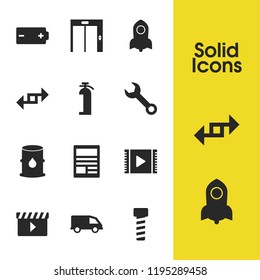 Industry icons set with export, bolt and truck elements. Set of industry icons and screw concept. Editable vector elements for logo app UI design.