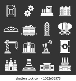 Industry icons set vector white isolated on grey background 