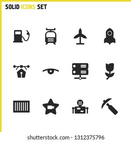 Industry icons set with vision, vector and hollywood elements. Set of industry icons and star concept. Editable vector elements for logo app UI design.
